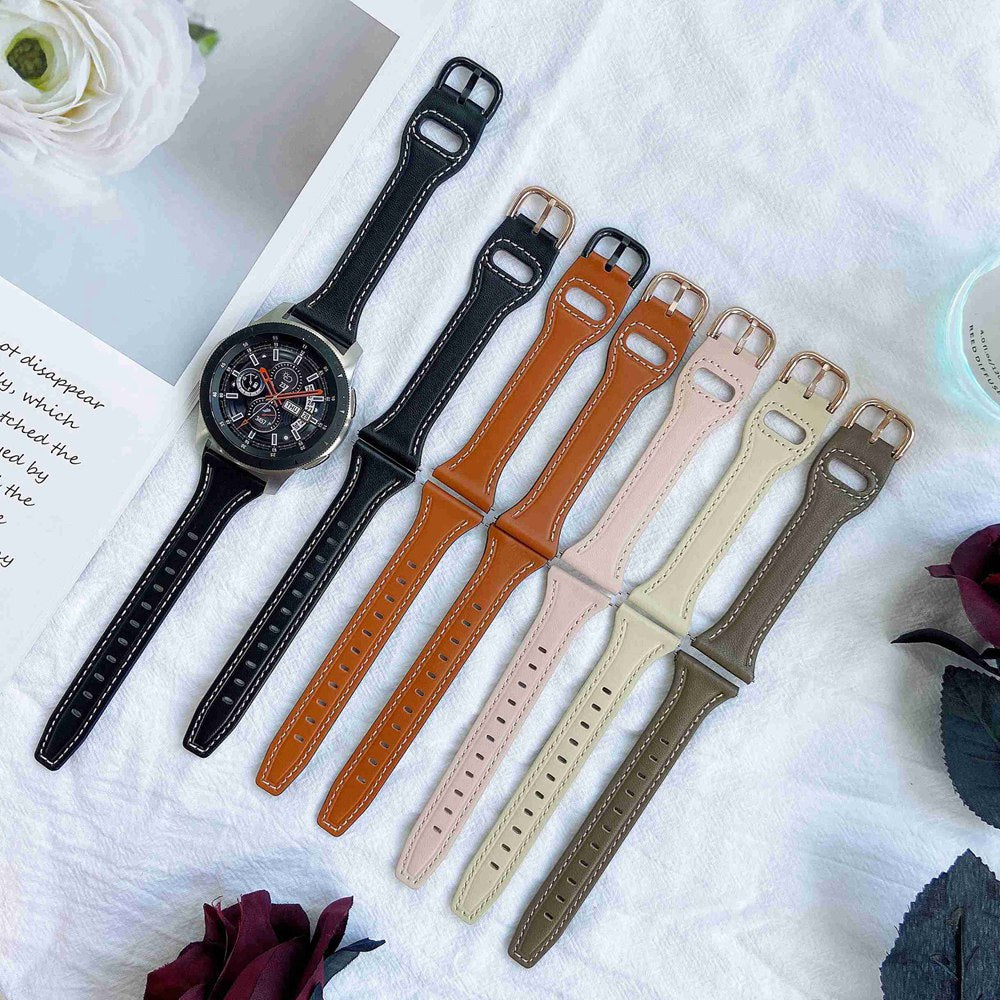 For Samsung Galaxy Watch 3 45mm Huawei Watch GT3 Pro 46mm Genuine Leather Watch Strap 22mm T-shaped Replacement Band For Samsung Galaxy Watch 3 45mm Huawei Watch GT3 Pro 46mm Genuine Leather Watch Strap 22mm T-shaped Replacement Band